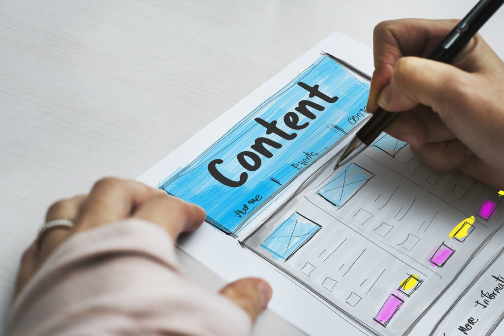 Hand sketching website content layout - Akash Digital Services content writing in Mohali